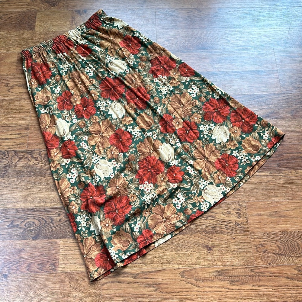 90s Floral Midi Skirt, M-L, Cottagecore - Picture 1 of 4
